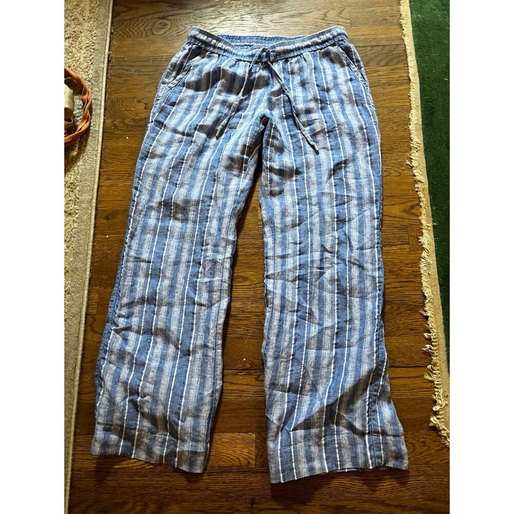 Tommy Bahamas Womens Drawstring Cotton linen Nubby Beach Pants Wide Leg sz SP